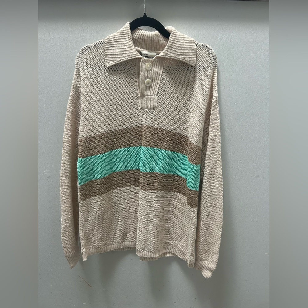 Drole De Monsieur Beige Knit Stripe Polo
